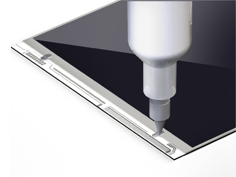 將銀漿點膠到觸控面板